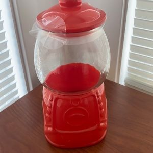 Target bullseye Red glass gumball canister New